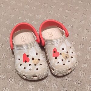 CROCS Kids Sandals with Heart Design - Red and Gold